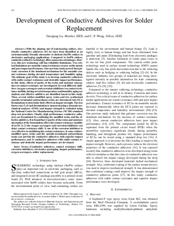 (PDF) Development of conductive adhesives for solder replacement