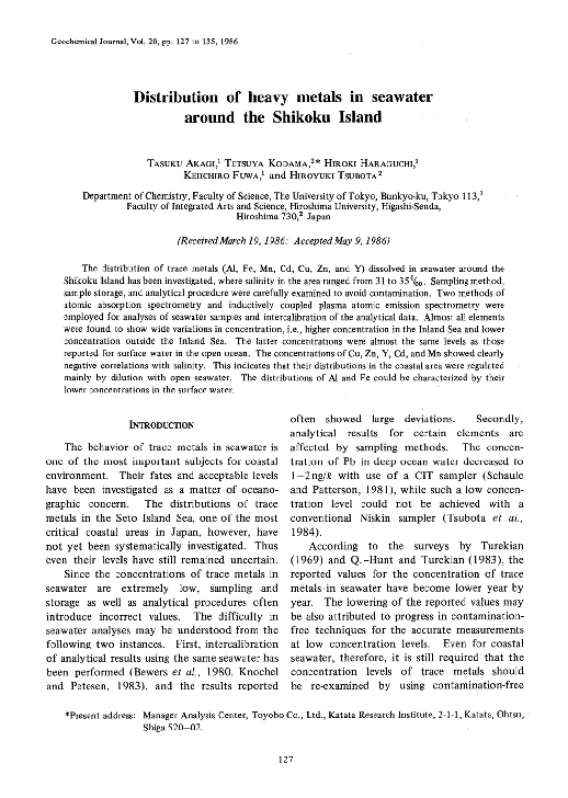 (PDF) Distribution of heavy metals in seawater around the Shikoku ...