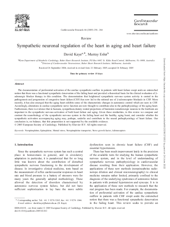 (PDF) Sympathetic neuronal regulation of the heart in aging and heart ...
