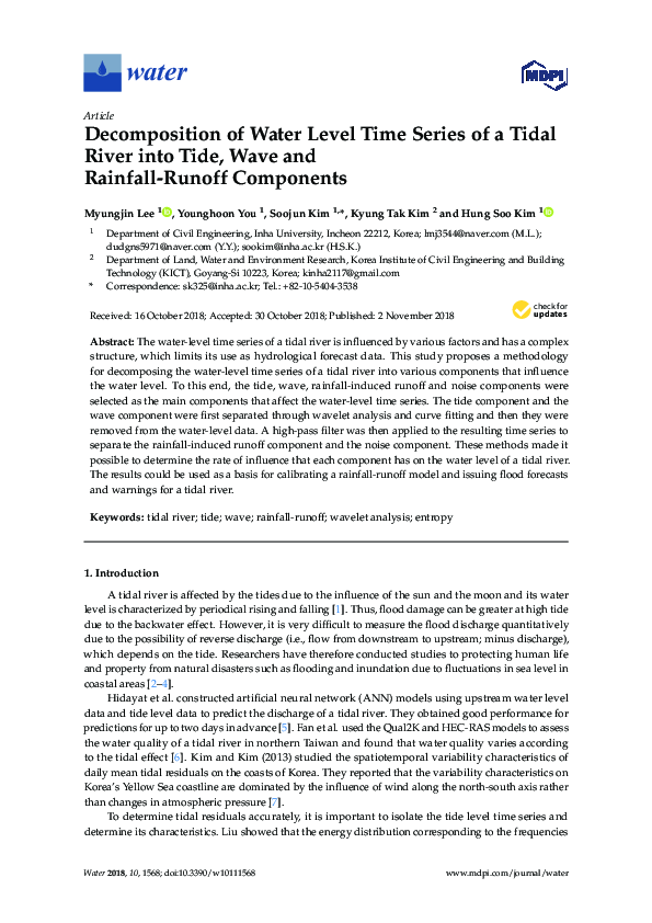 (PDF) Decomposition of Water Level Time Series of a Tidal River into ...
