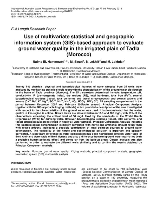 (PDF) Use of multivariate statistical and geographic information system ...
