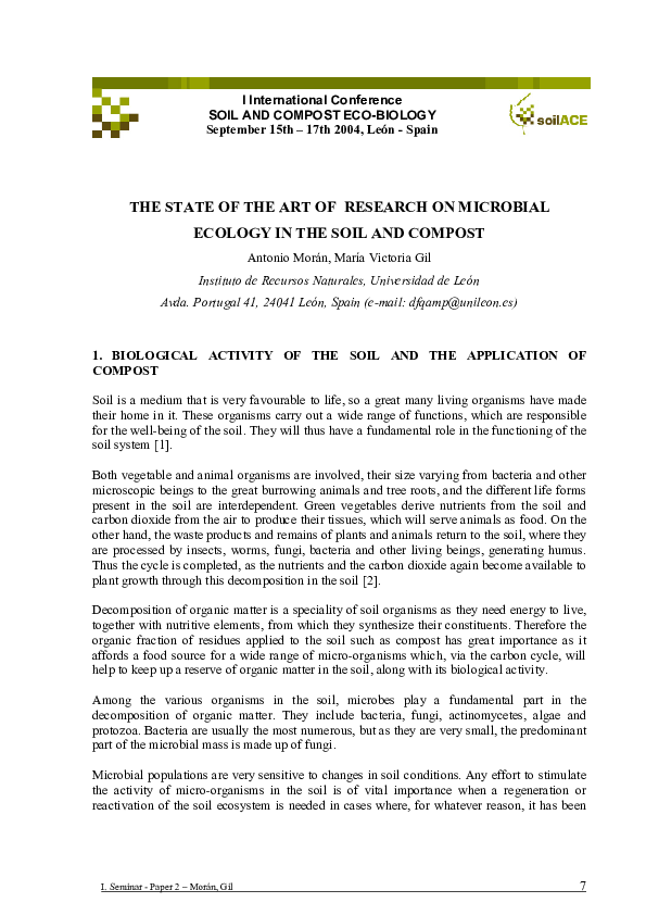 (PDF) The State of the Art of Research on Microbial Ecology in the Soil ...