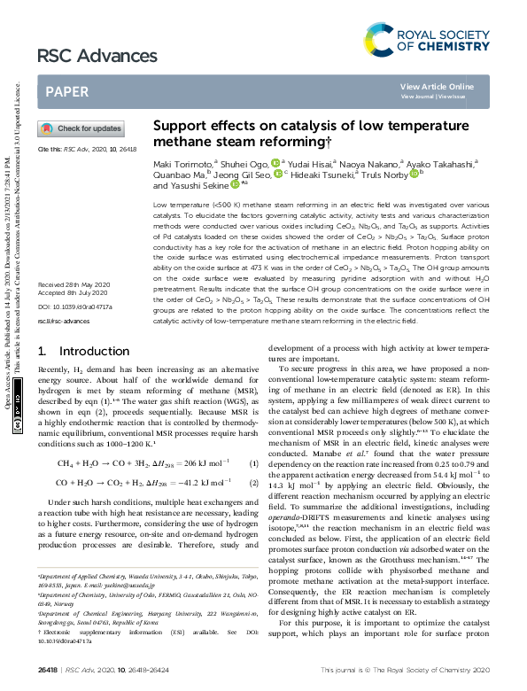 (PDF) Support effects on catalysis of low temperature methane steam ...