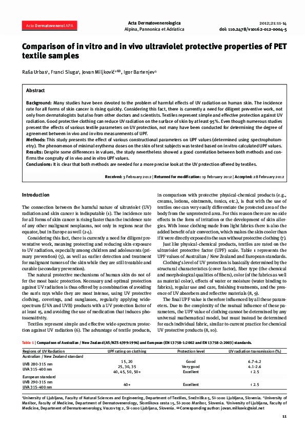 (PDF) Comparison of in vitro and in vivo ultraviolet protective ...