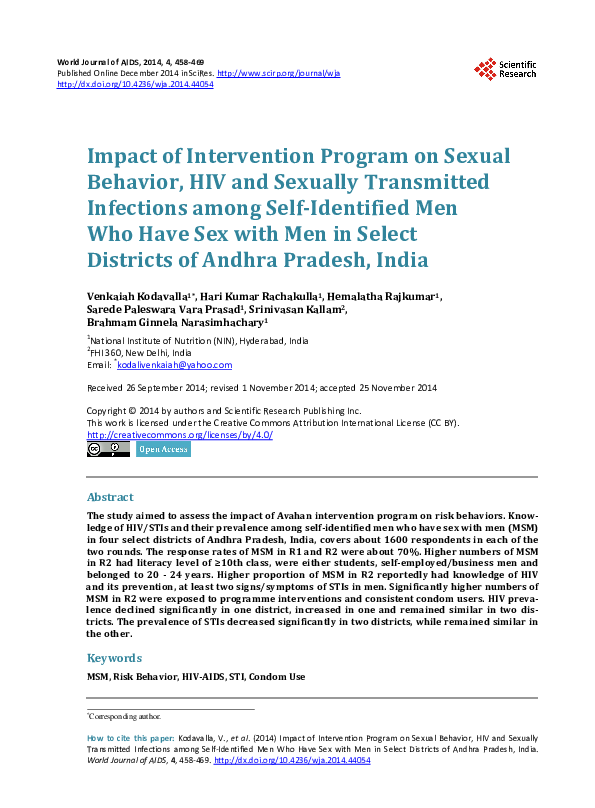 (PDF) Impact of Intervention Program on Sexual Behavior, HIV and ...