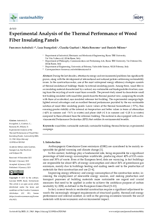 (PDF) Experimental Analysis of the Thermal Performance of Wood Fiber ...