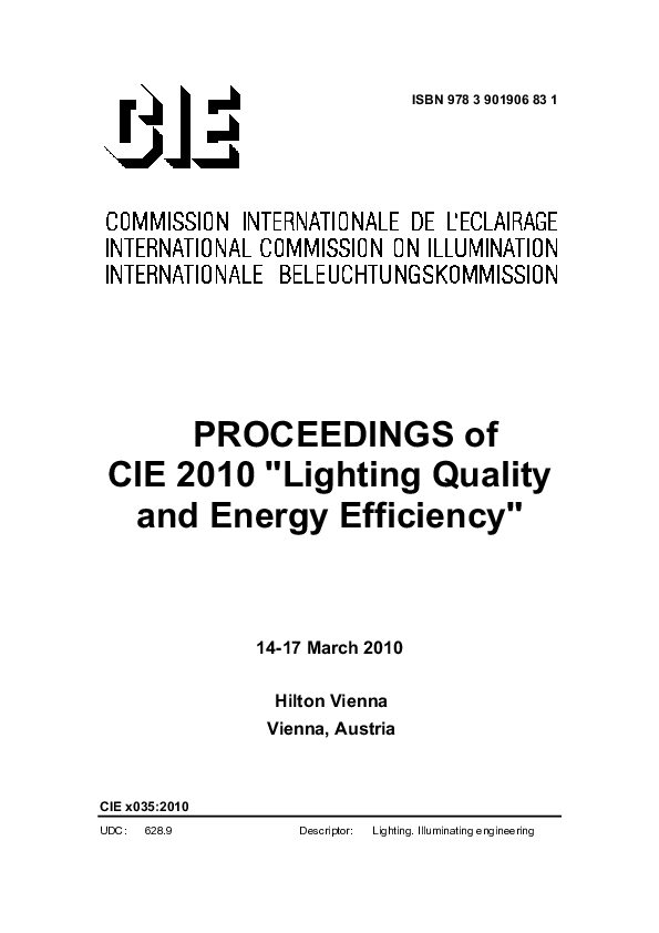 (PDF) PROCEEDINGS of CIE 2010 "Lighting Quality and Energy Efficiency ...