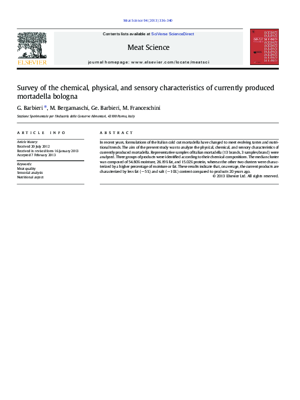 (PDF) Survey of the chemical, physical, and sensory characteristics of ...