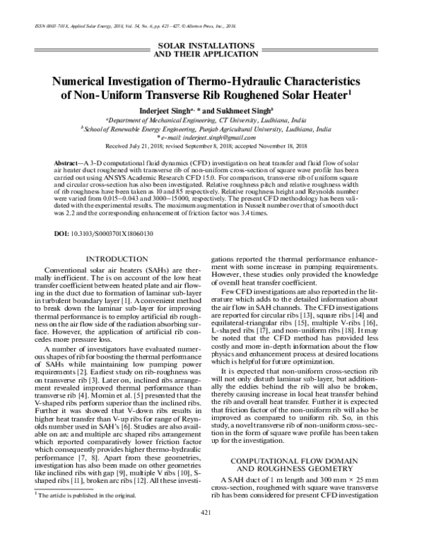 (PDF) Numerical Investigation of Thermo-Hydraulic Characteristics of ...