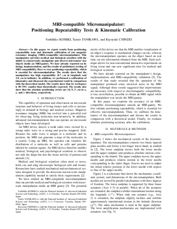 (PDF) MRI-compatible micromanipulator: Positioning repeatability tests ...