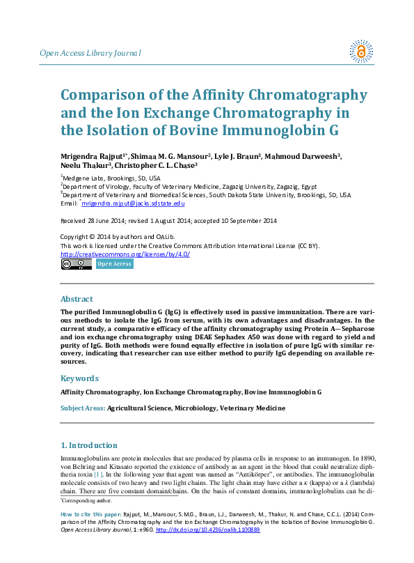 (PDF) Comparison of the Affinity Chromatography and the Ion Exchange ...