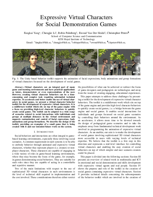 (PDF) Expressive virtual characters for social demonstration games