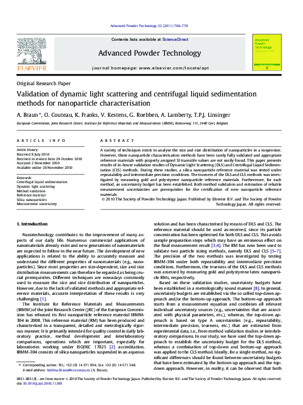 (PDF) Validation of dynamic light scattering and centrifugal liquid ...