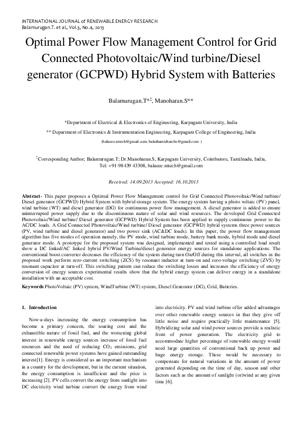 (PDF) Optimal Power Flow Management Control for Grid Connected ...