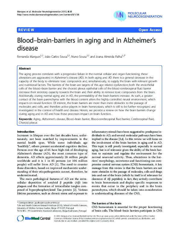 (PDF) Blood–brain-barriers in aging and in Alzheimer’s disease