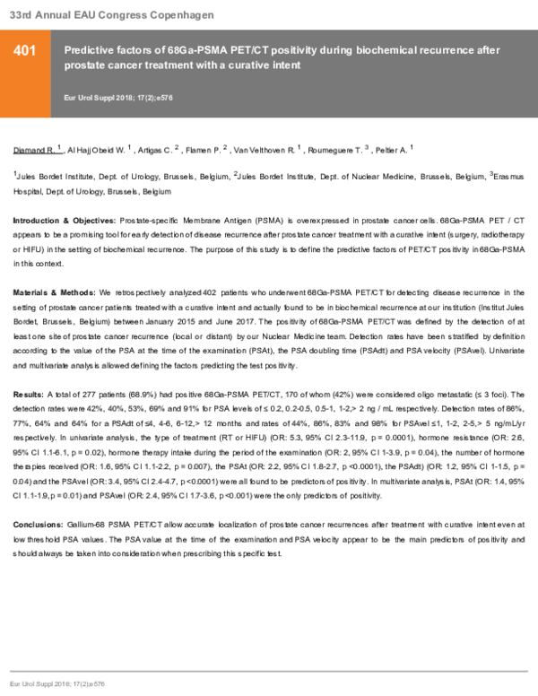 (PDF) Predictive factors of 68Ga-PSMA PET/CT positivity during ...