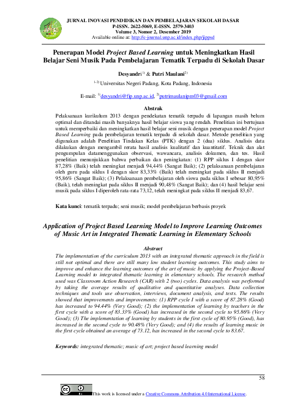 (PDF) Penerapan Model Project Based Learning untuk Meningkatkan Hasil ...