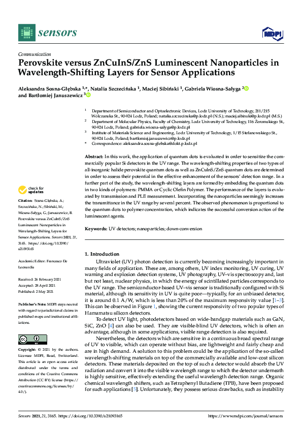 (PDF) Perovskite versus ZnCuInS/ZnS Luminescent Nanoparticles in ...