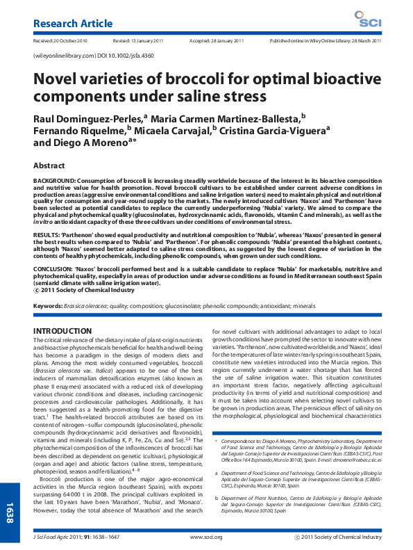 (PDF) Novel varieties of broccoli for optimal bioactive components ...