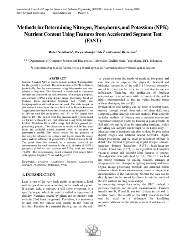 (PDF) Methods for Determining Nitrogen, Phosphorus, and Potassium (NPK ...