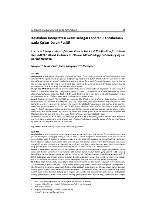 (PDF) Kesalahan Interpretasi Gram sebagai Laporan Pendahuluan pada ...