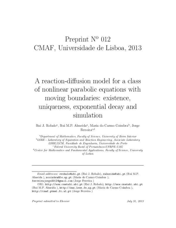 (PDF) A reaction-diffusion model for a class of nonlinear parabolic ...