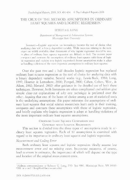 (PDF) The Crux of the Method: Assumptions in Ordinary Least Squares and ...