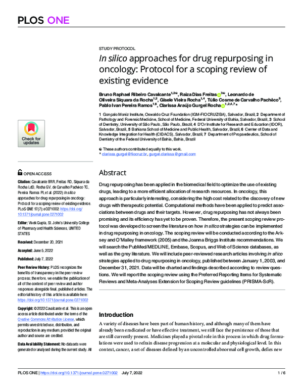 (PDF) In silico approaches for drug repurposing in oncology: Protocol ...