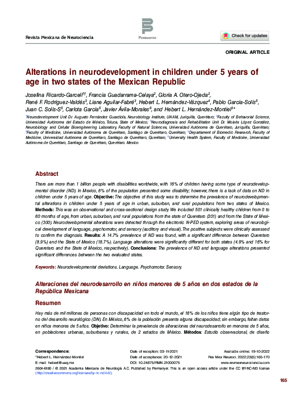 (PDF) Alterations in neurodevelopment in children under 5 years of age ...