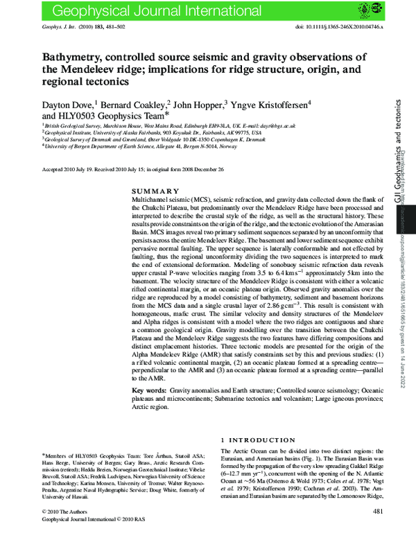 (PDF) Bathymetry, controlled source seismic and gravity observations of ...