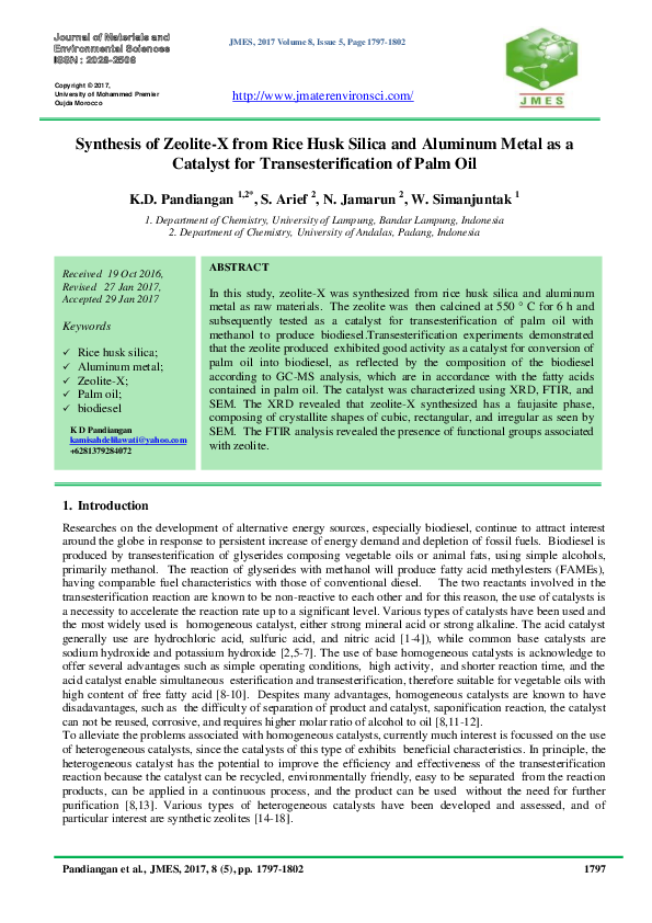 (PDF) Synthesis of Zeolite-X from Rice Husk Silica and Aluminum Metal ...
