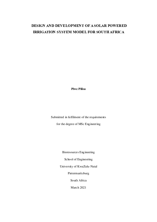 (PDF) Design and development of a solar powered irrigation system model ...
