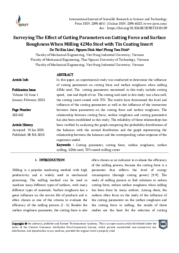 (PDF) Surveying The Effect of Cutting Parameters on Cutting Force and ...