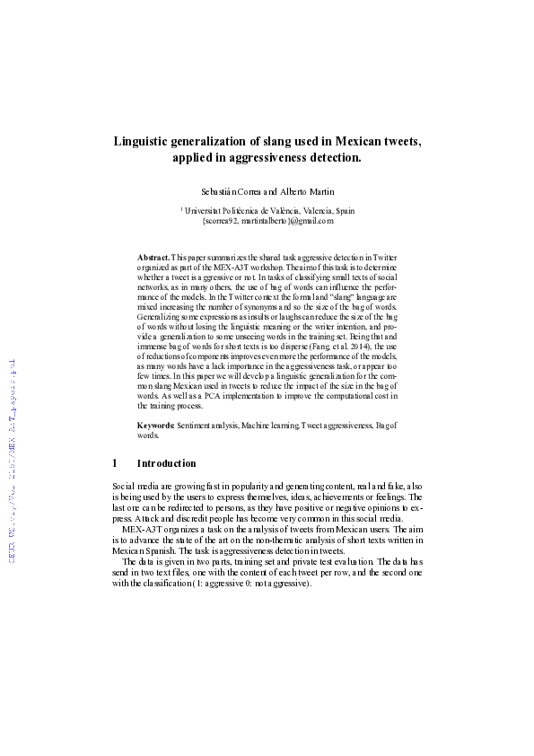 (PDF) Linguistic Generalization of Slang Used in Mexican Tweets ...