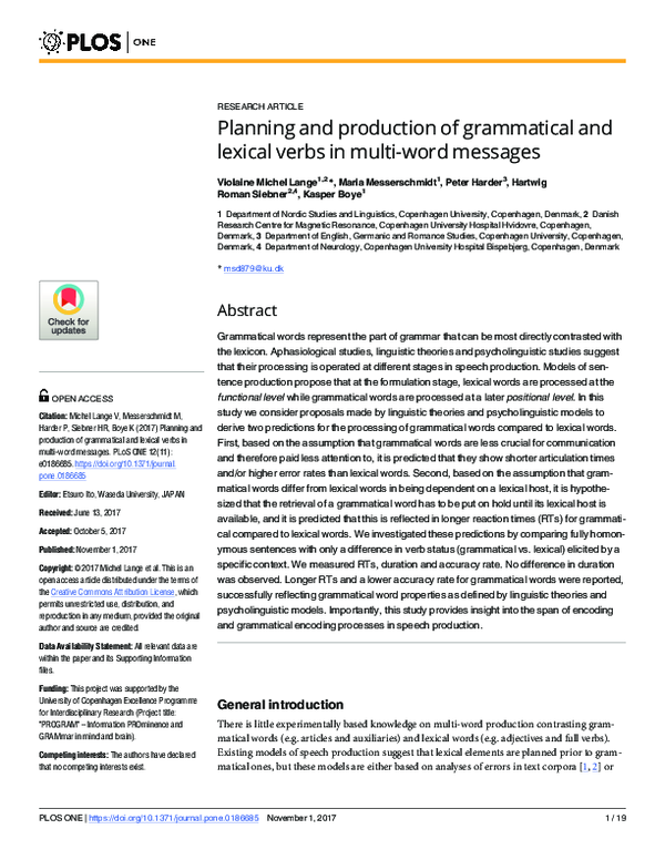 (PDF) Planning and production of grammatical and lexical verbs in multi ...