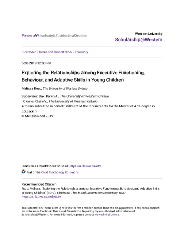(PDF) Exploring the Relationships among Executive Functioning ...
