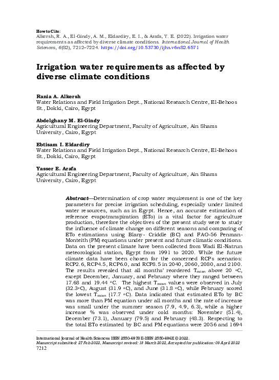 (PDF) Irrigation water requirements as affected by diverse climate ...