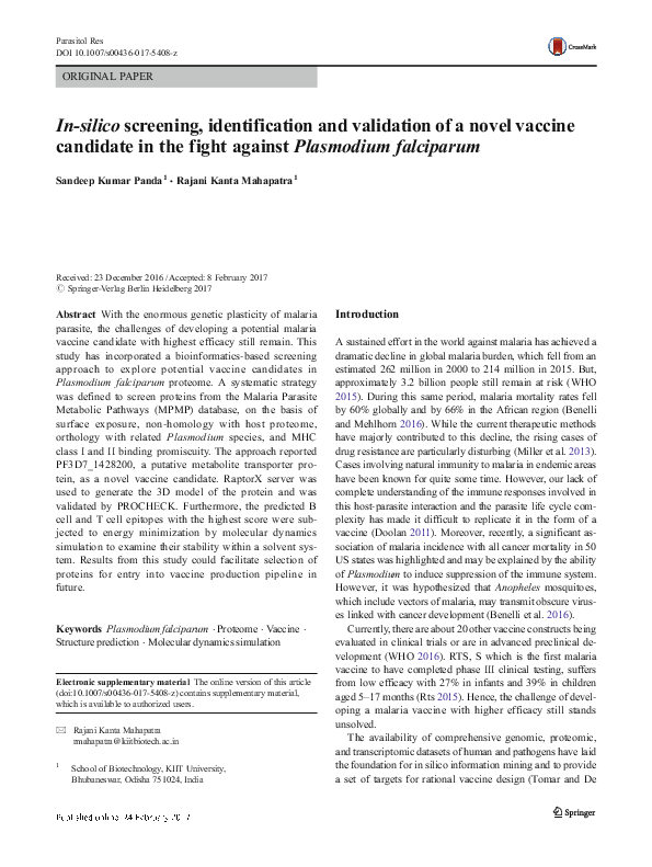 (PDF) In-silico screening, identification and validation of a novel ...