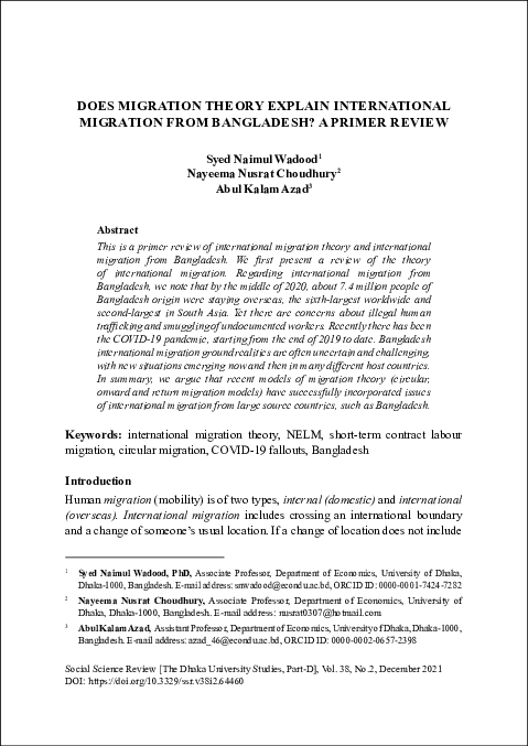 (PDF) DOES MIGRATION THEORY EXPLAIN INTERNATIONAL MIGRATION FROM ...