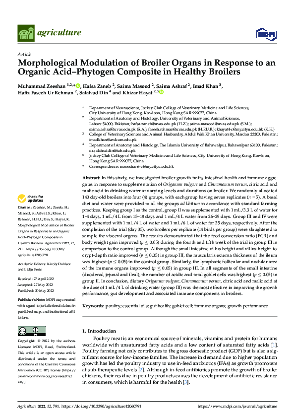 (PDF) Morphological Modulation of Broiler Organs in Response to an ...