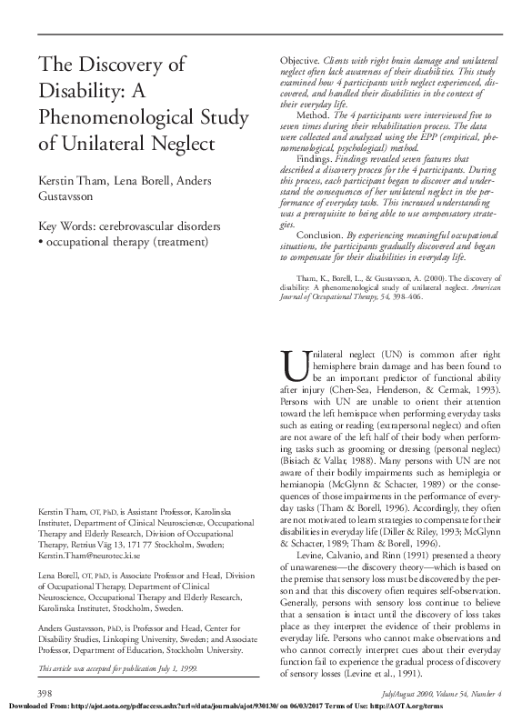 (PDF) The Discovery of Disability: A Phenomenological Study of ...