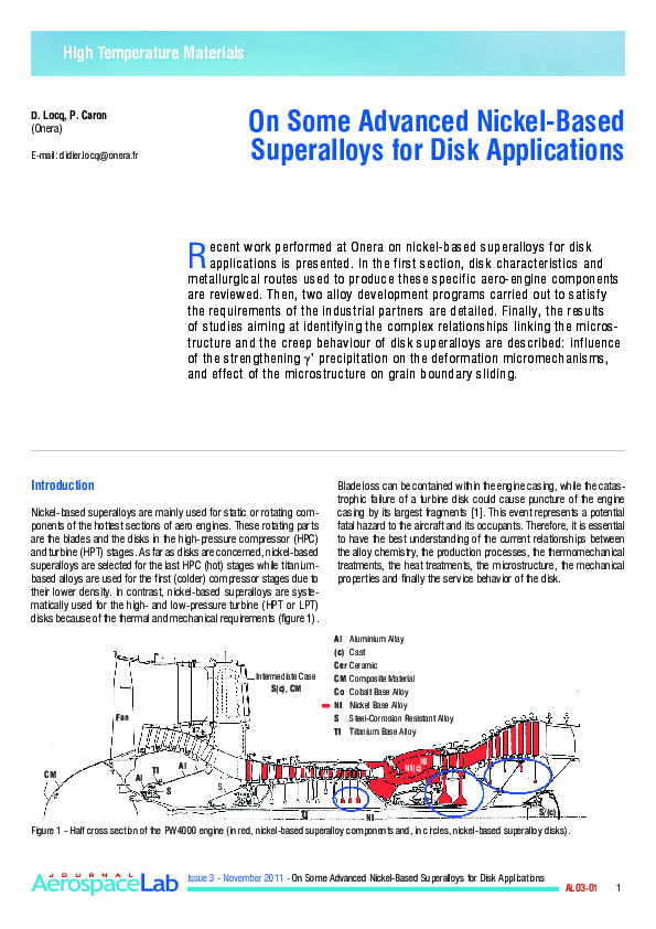 (PDF) On Some Advanced Nickel-Based Superalloys for Disk Applications