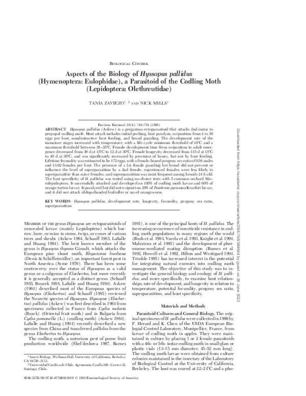 (PDF) Aspects of the Biology ofHyssopus pallidus(Hymenoptera ...