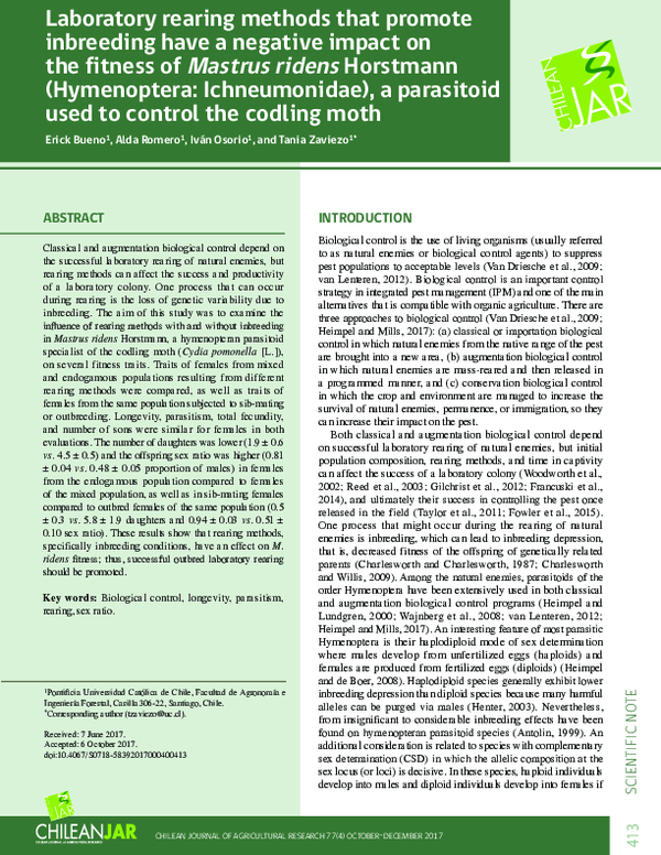 (PDF) Laboratory rearing methods that promote inbreeding have a ...