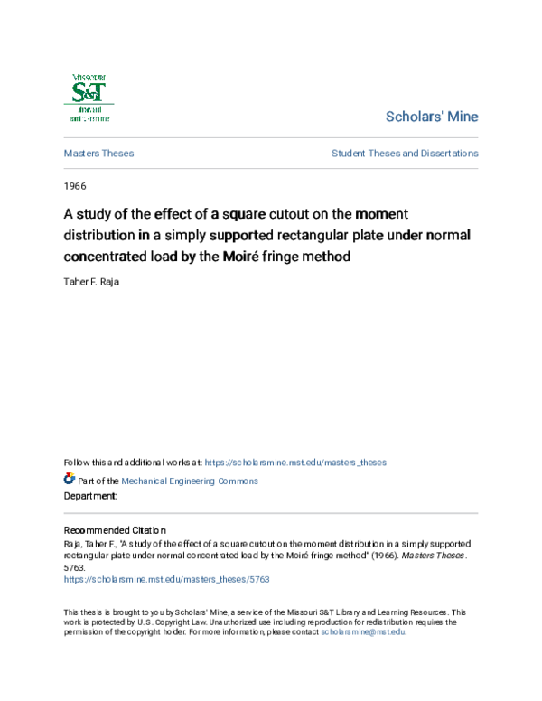 (PDF) A study of the effect of a square cutout on the moment ...