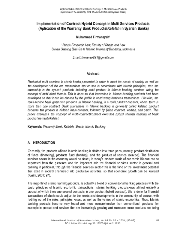 (PDF) Implementation of Contract Hybrid Concept in Multi Services Product