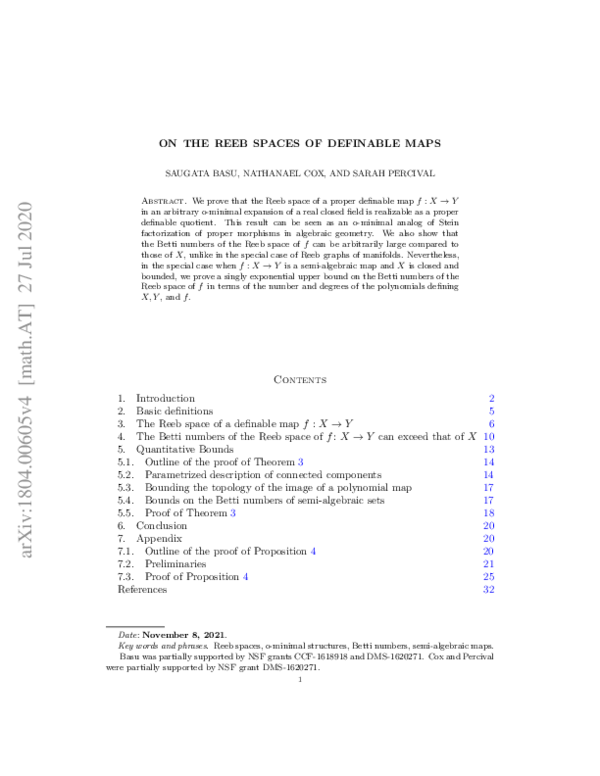 (PDF) On the Reeb Spaces of Definable Maps