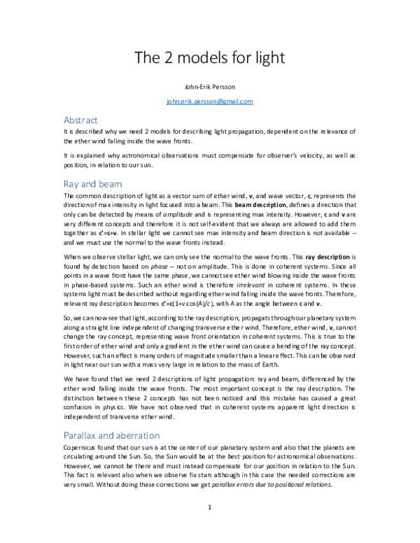 (PDF) The 2 models for light