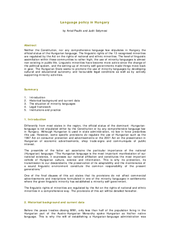 Language policy in Hungary