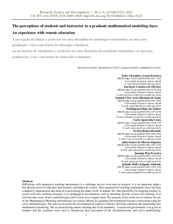(PDF) The perceptions of students and instructor in a graduate ...